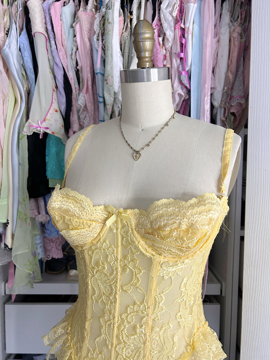 Vintage Yellow Lace Bustier