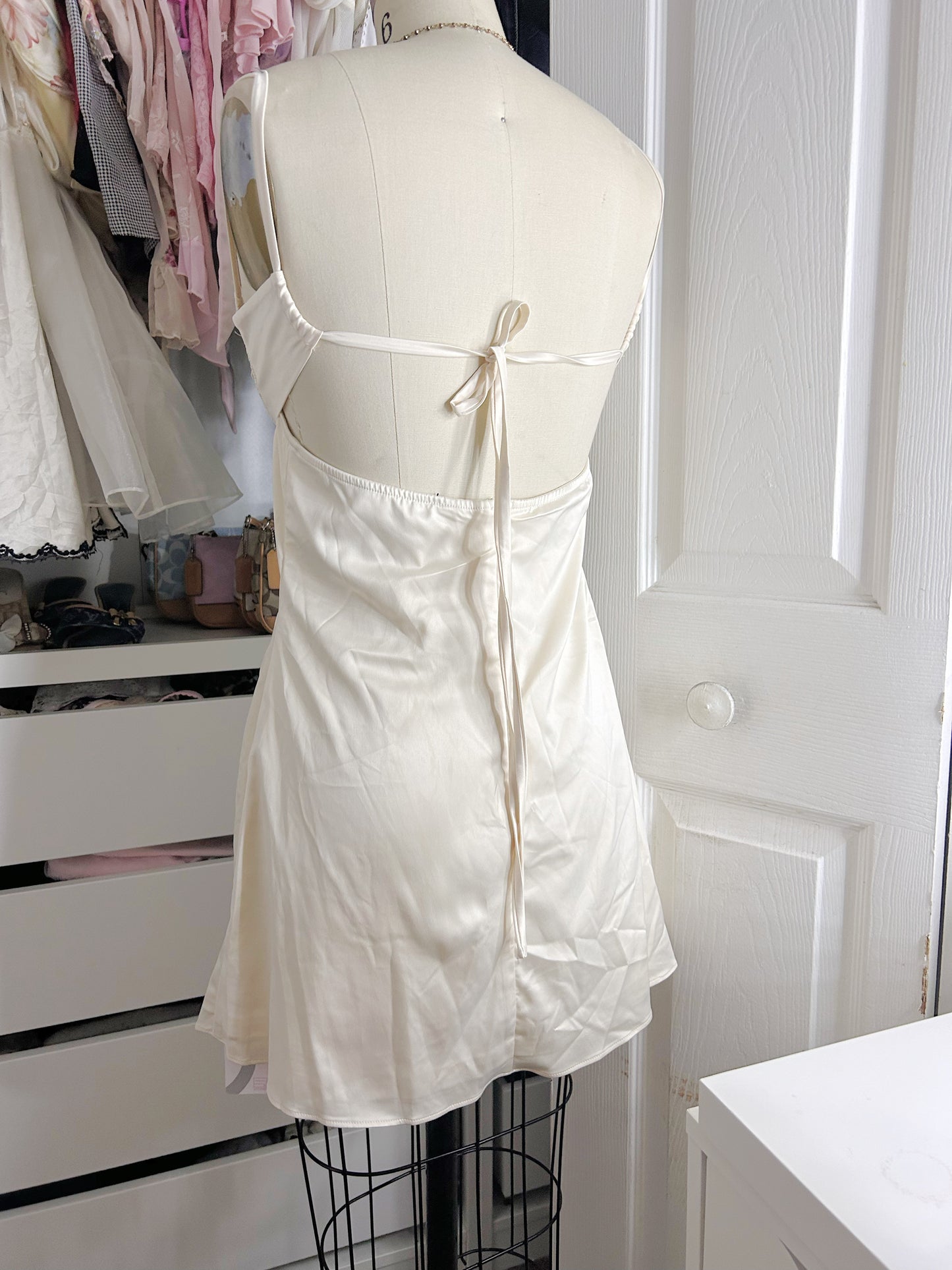 NWT Cream Satin Slip Dress