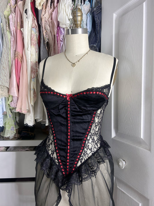 Gothic Black & Red Lingerie Top