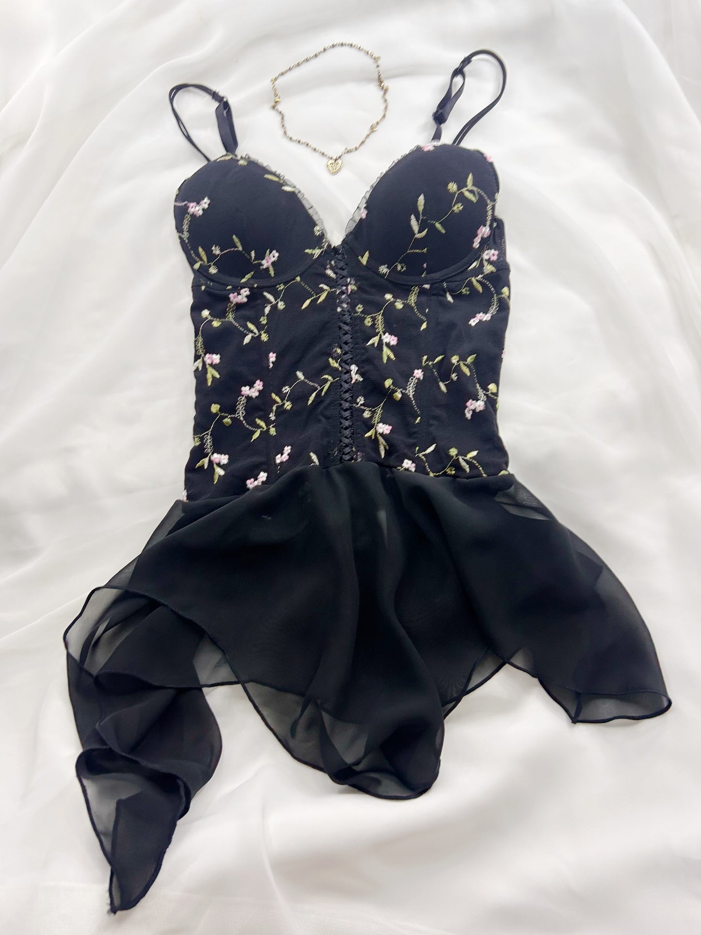 Black Floral Babydoll Slip