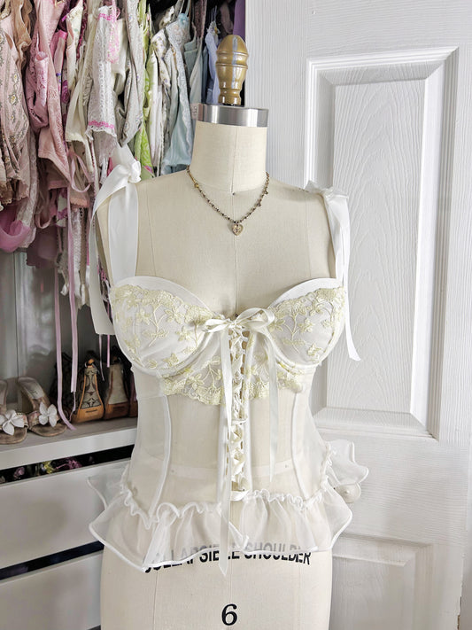 Reworked Fairy Bustier White & Green