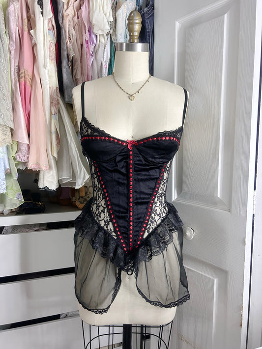 Gothic Black & Red Lingerie Top