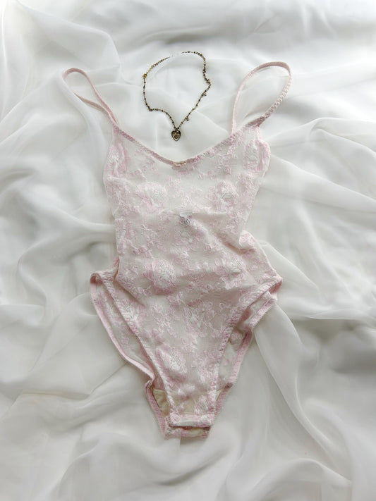 Christian Dior Pink Lace Bodysuit