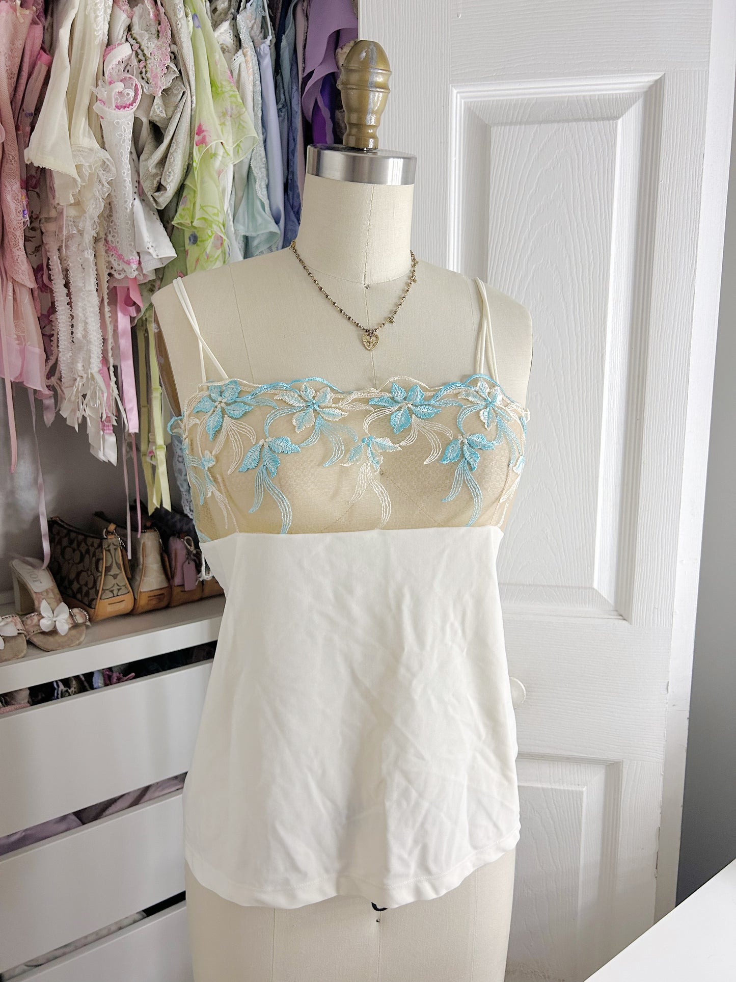 Teal & Cream cami top