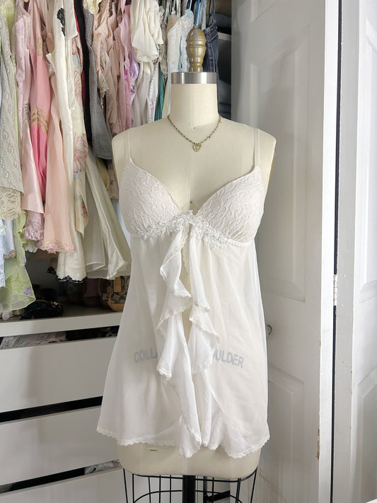 White babydoll split top