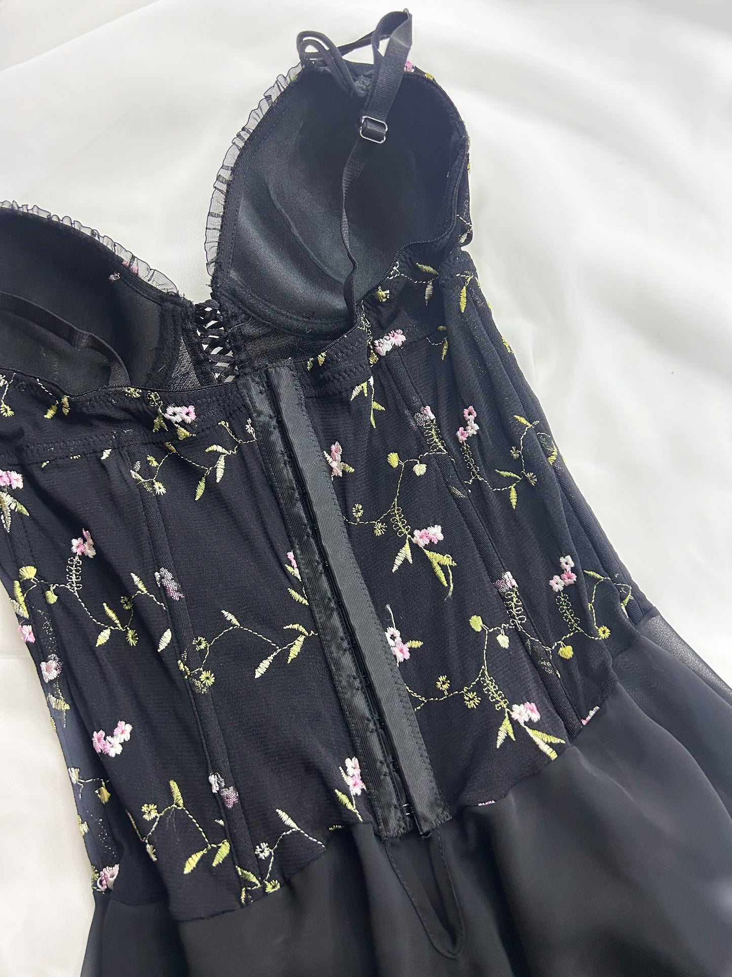 Black Floral Babydoll Slip