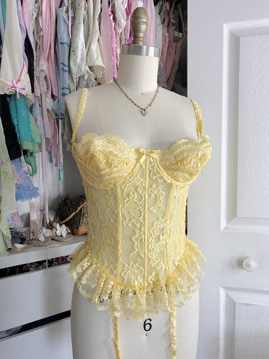 Vintage Yellow Lace Bustier