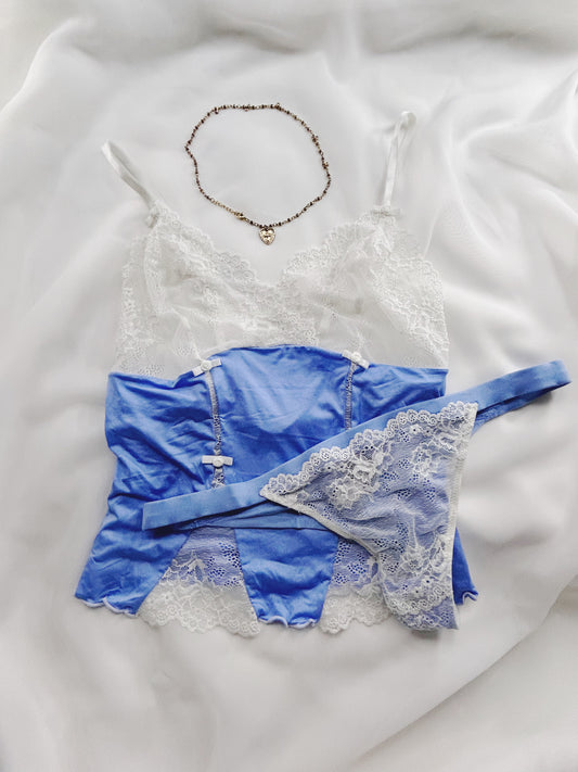 Shimmer White & Blue Cami Set