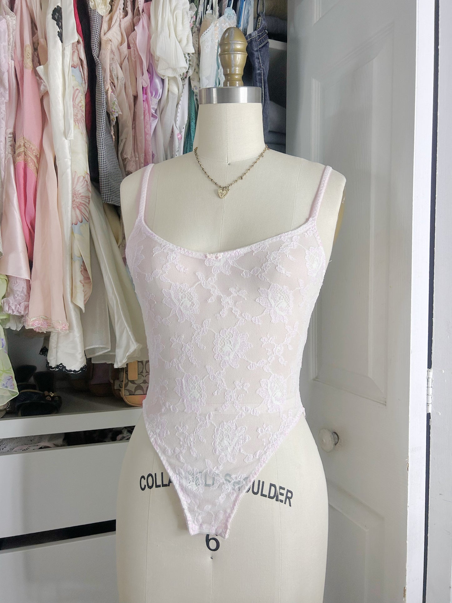 Christian Dior Pink Lace Bodysuit