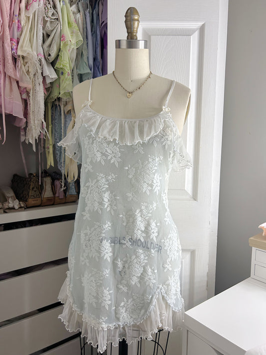 Delicate Baby Blue Lace Slip