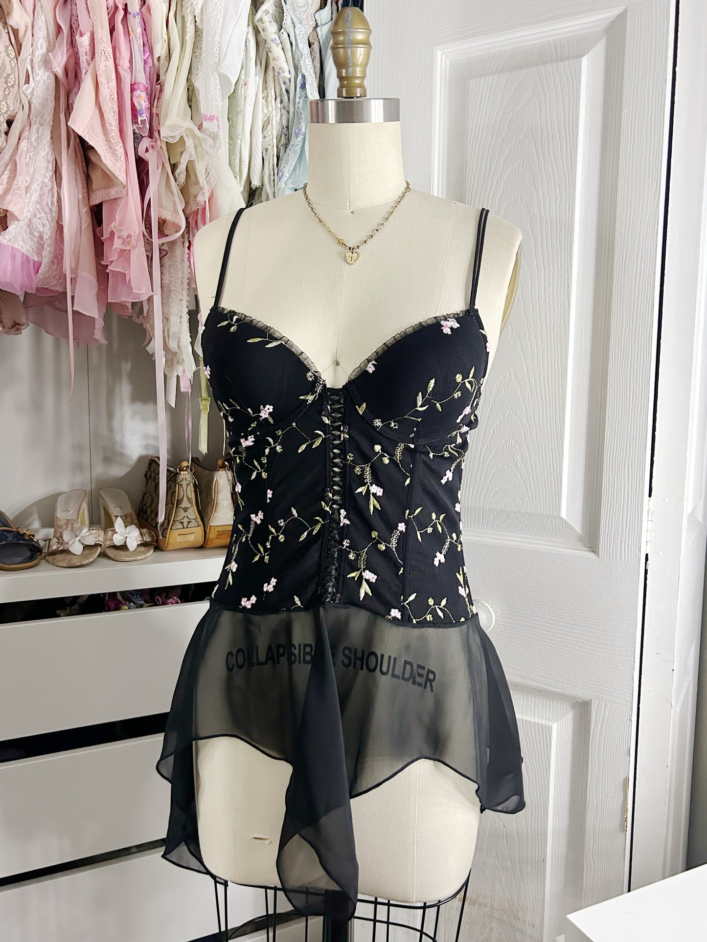 Black Floral Babydoll Slip