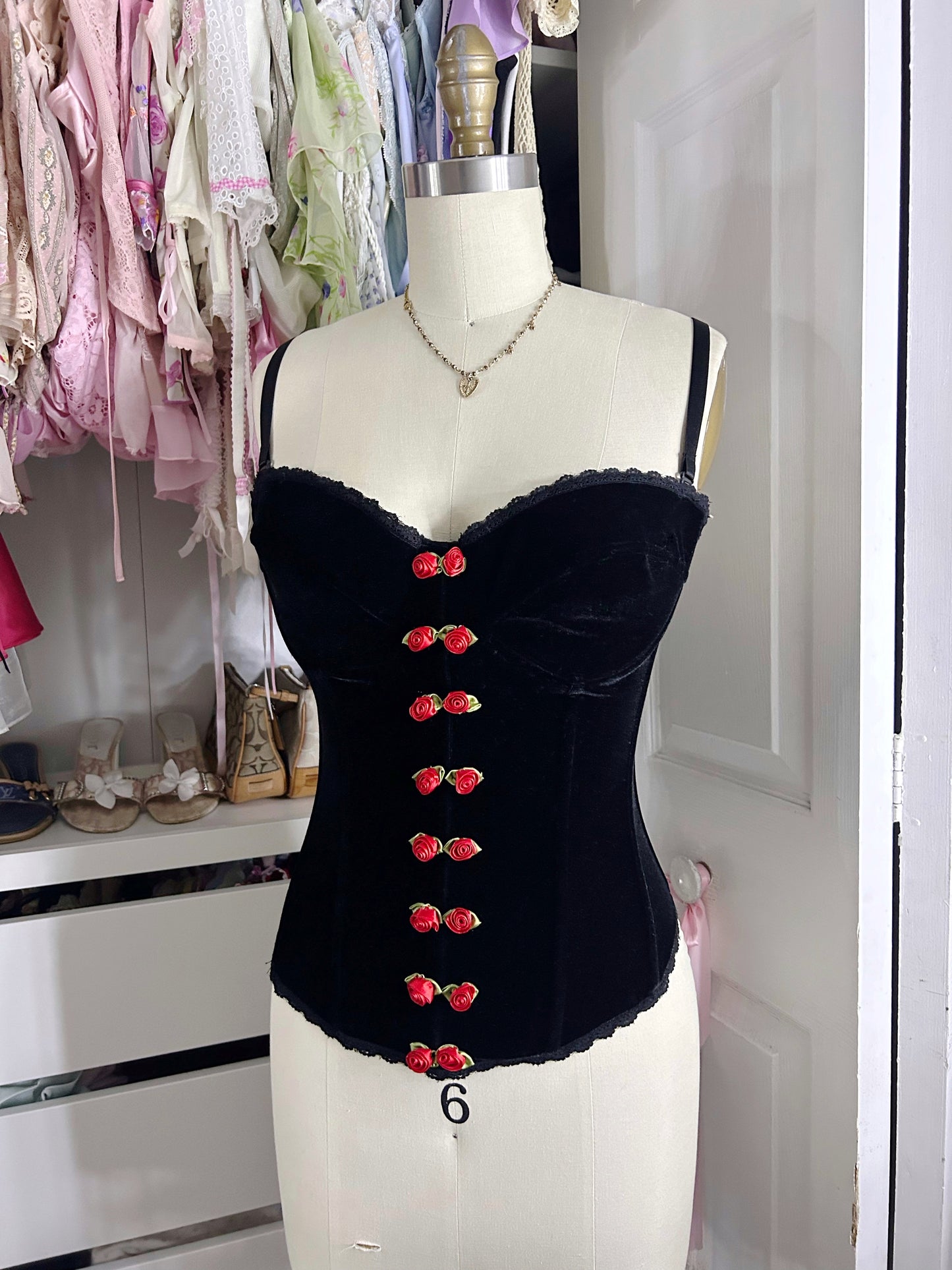 Black Velvet Rose Bustier