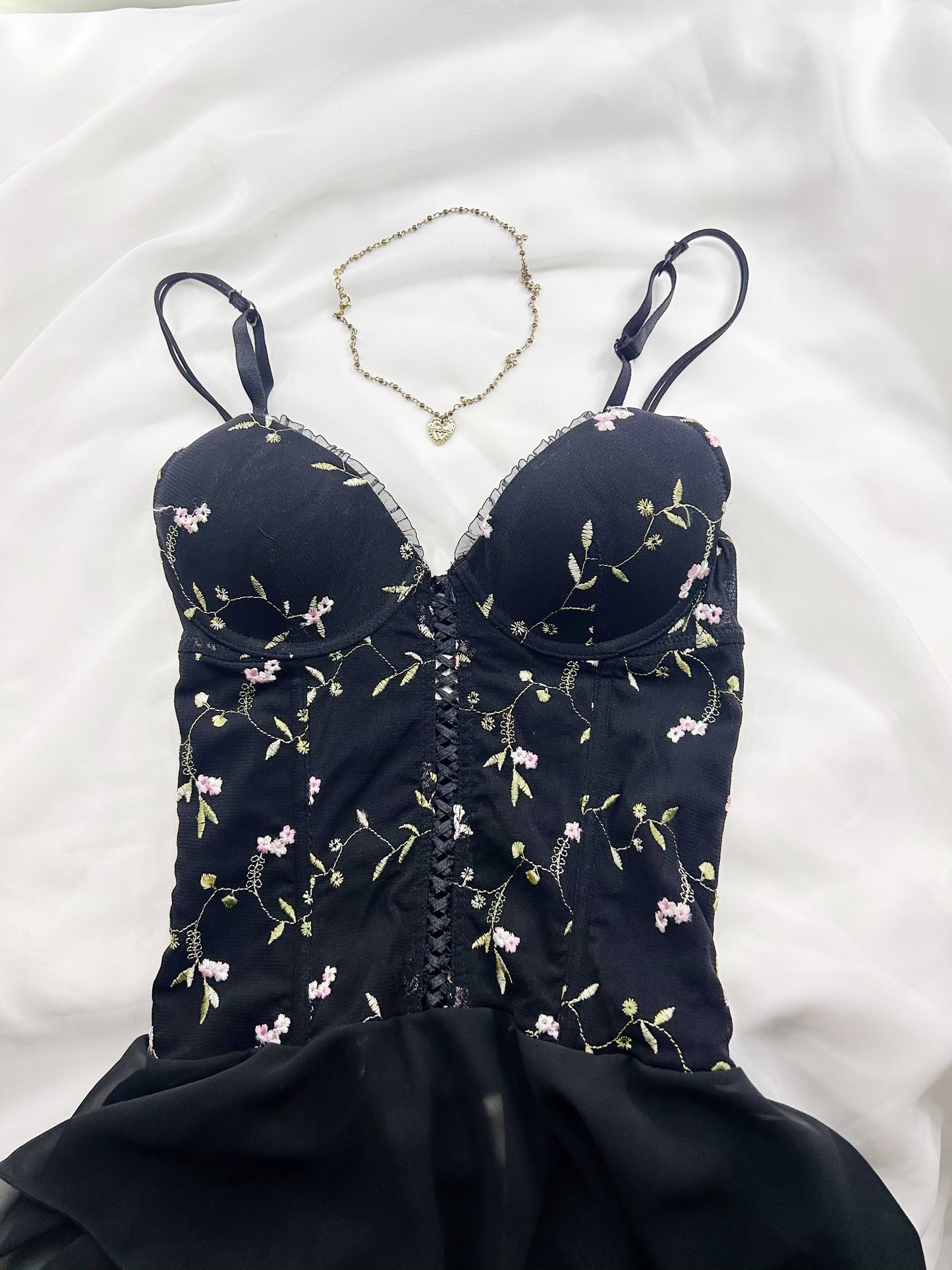 Black Floral Babydoll Slip