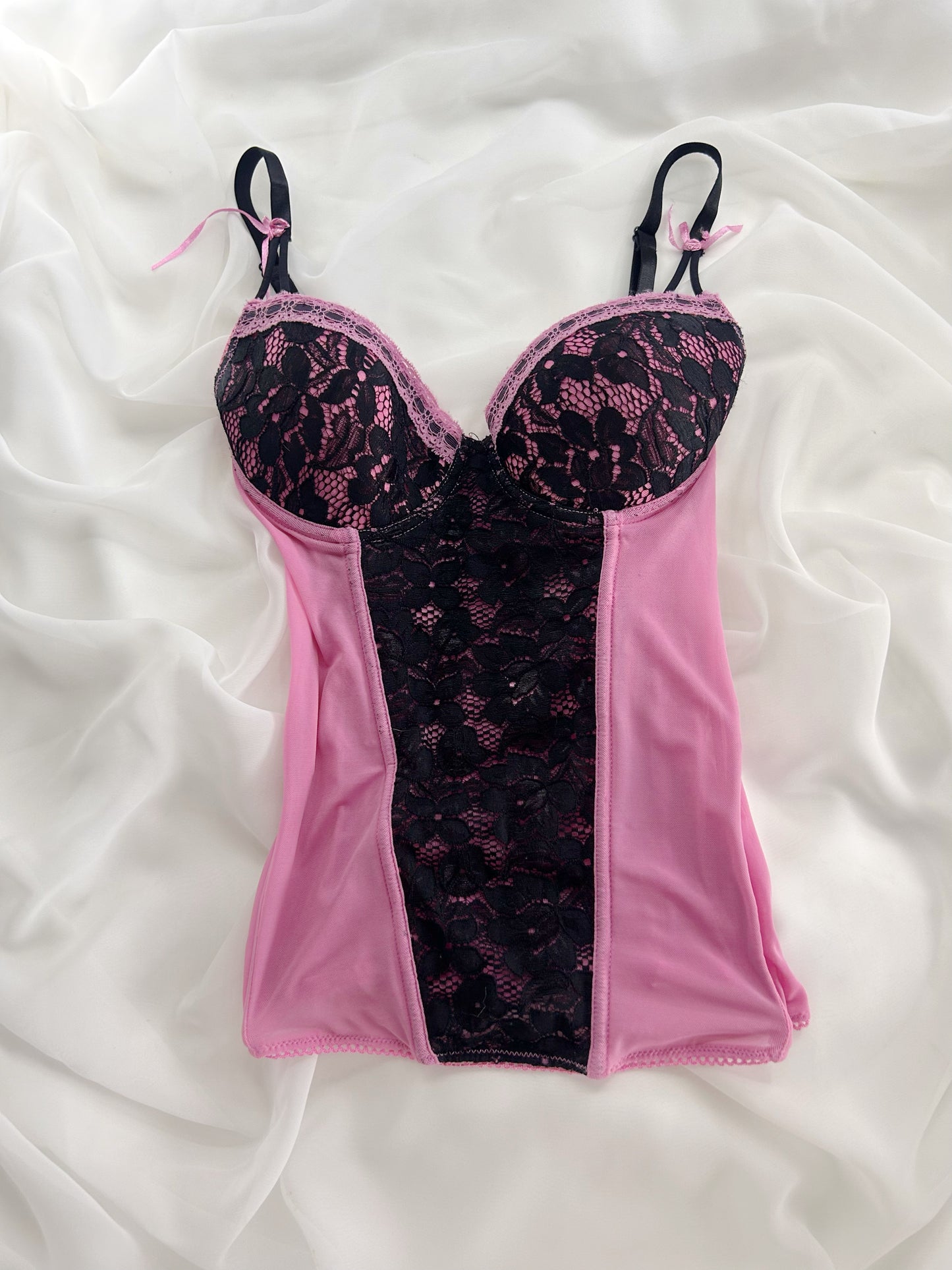 Pink & Black Bustier Top