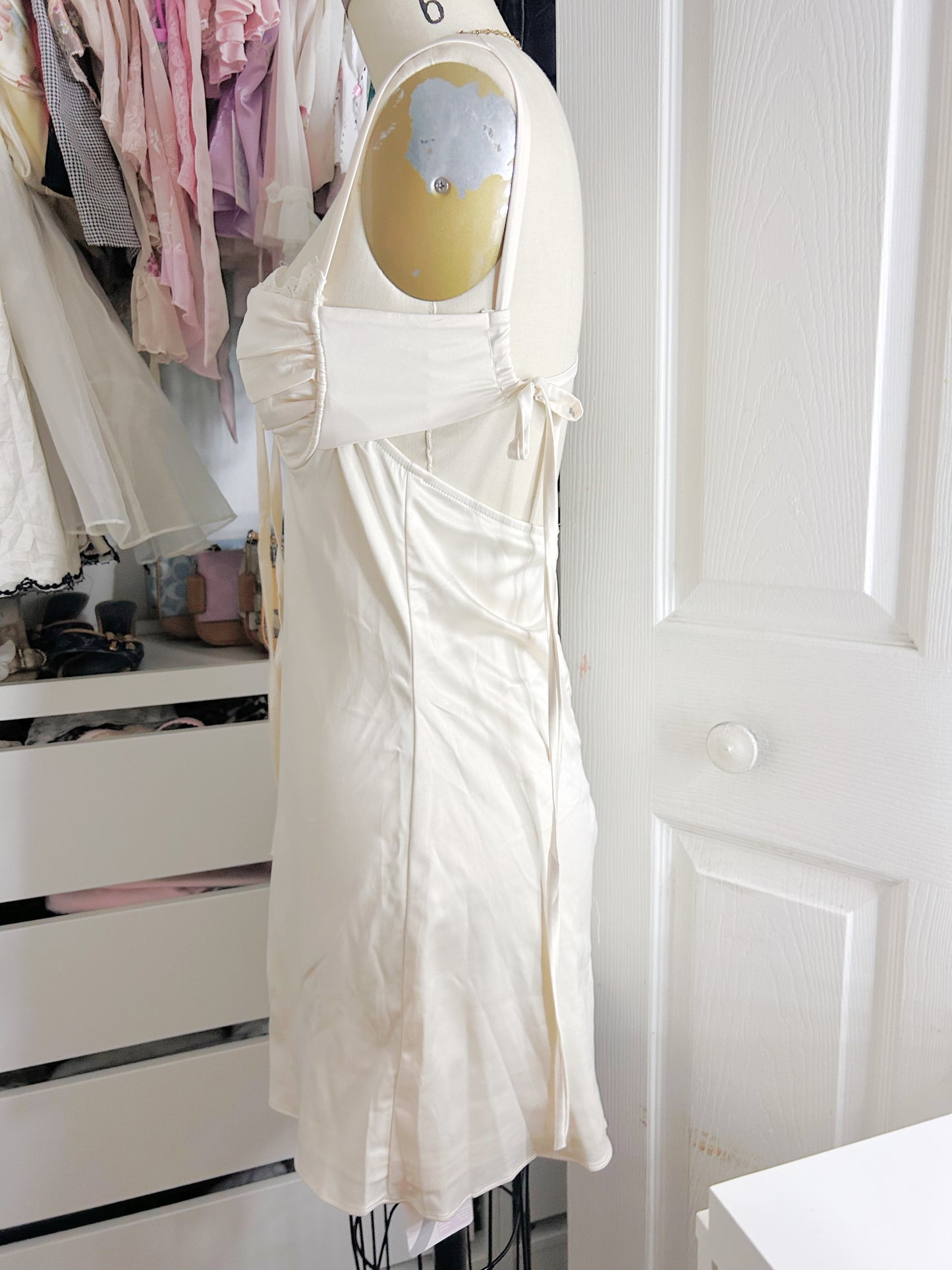 NWT Cream Satin Slip Dress