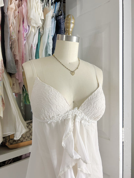 White babydoll split top