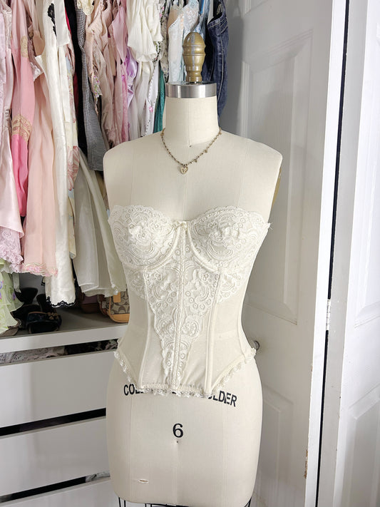 Vintage VS Strapless Ivory Lace Bustier Top