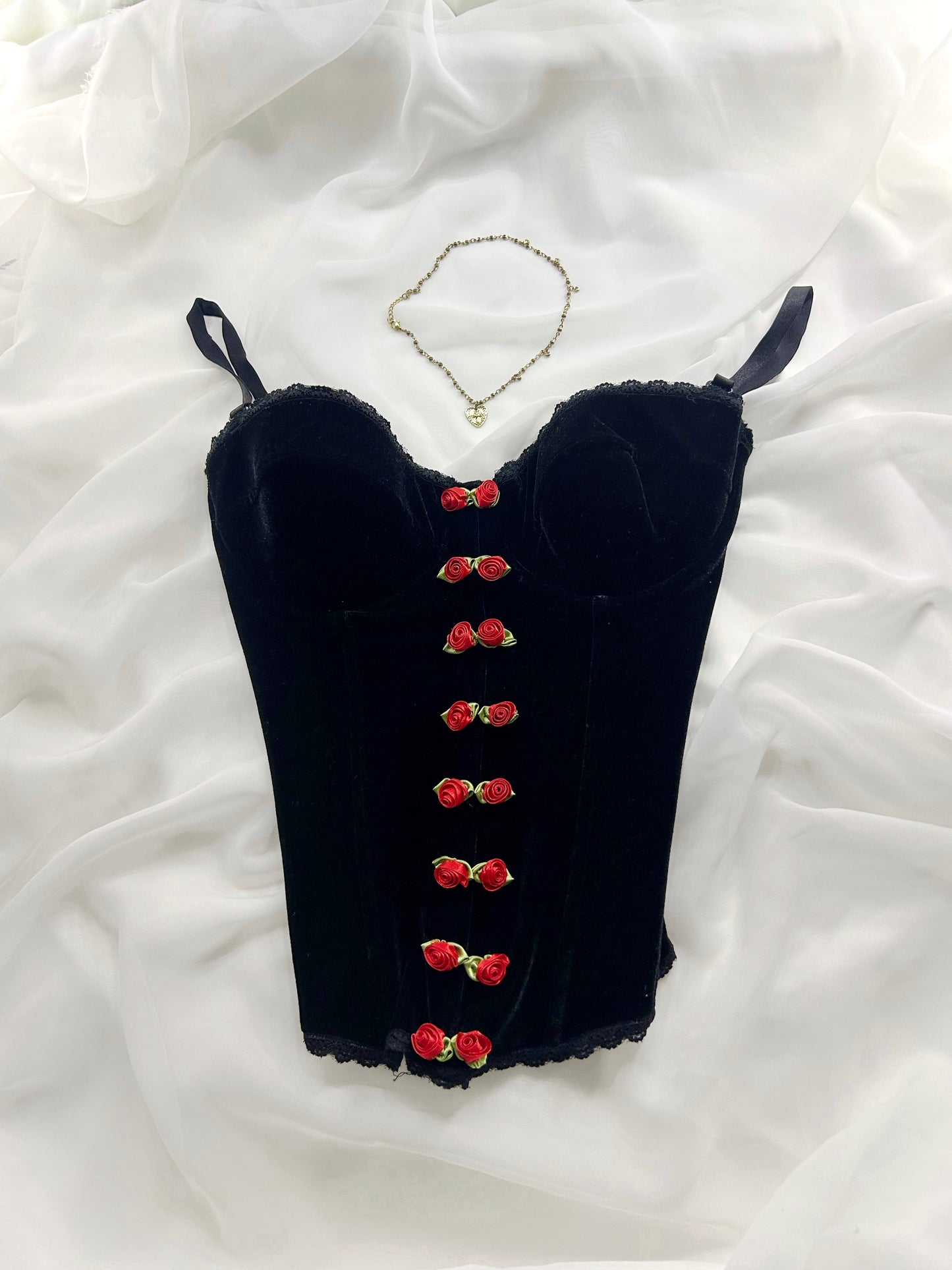 Black Velvet Rose Bustier