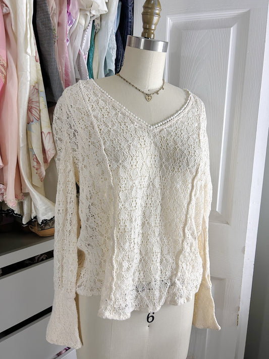 Cream Lace Knitted Sweater